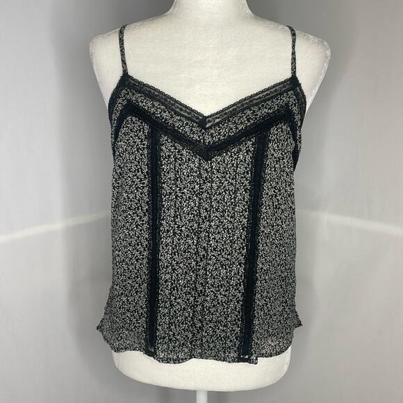 Abercrombie and fitch black floral lace trim tank top - Picture 1 of 9